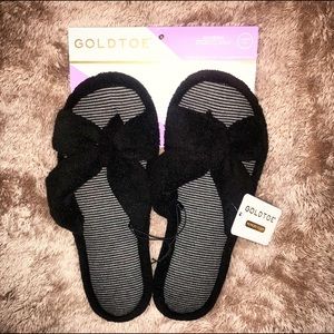 🆕Gold Toe Black Slippers